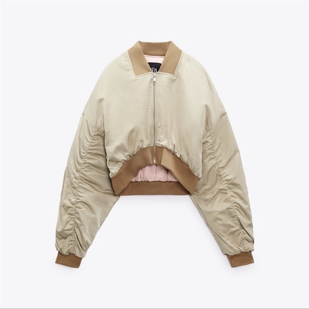 Zara Cropped Satin Bomber